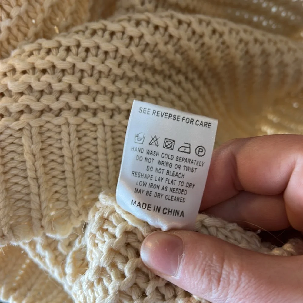 Miracle‎ Beige Cream Cotton Blend Knit Long Cardigan Sweater S/M